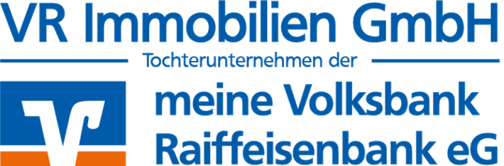 VR Immobilien GmbH Logo weiß - ein Tochterunternehmen der meine Volksbank Raiffeisenbank eG logo 2.