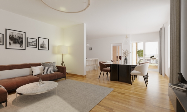 Wohnzimmer mit Blick auf den Essbereich