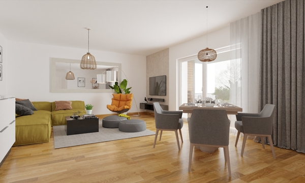 Wohnzimmer mit Essbereich